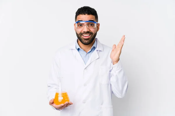 Young Arabian Chemical Man Isolated Surprised Shocked — Stock Photo, Image