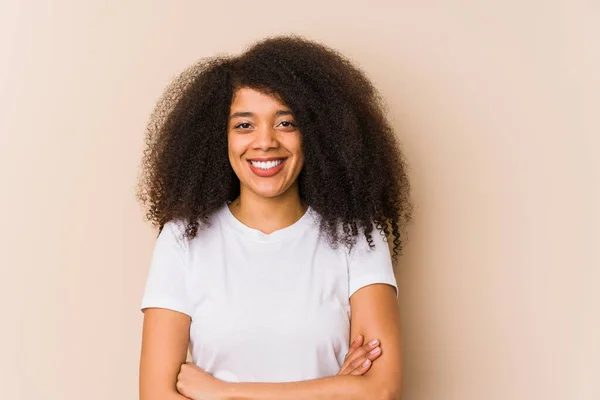 Jong Afrikaanse Amerikaanse Vrouw Lachen Plezier Hebben — Stockfoto