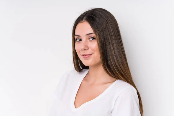 Ung Söt Kaukasiska Kvinna Ansikte Närbild Isolerad — Stockfoto