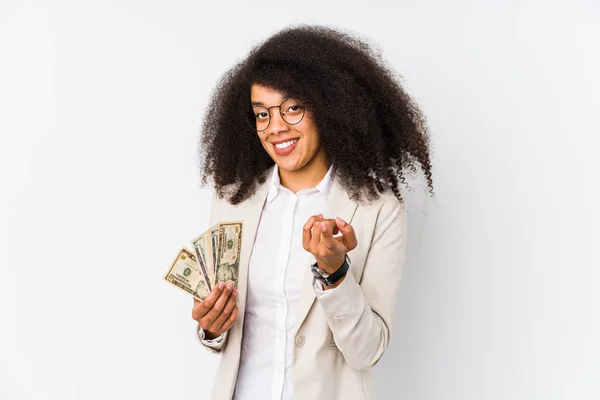 Junge Afroamerikanische Geschäftsfrau Mit Kreditwagen Isoliert Junge Afroamerikanische Geschäftsfrau Mit — Stockfoto