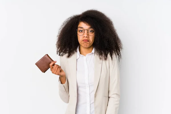 Young Afro Business Woman Holding Credit Car Isolated Young Afro — Stock Photo, Image