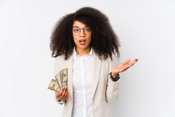 Fiatal Afro Business Woman Holding Credit Car Isolated Fiatal Afro — Stock Fotó