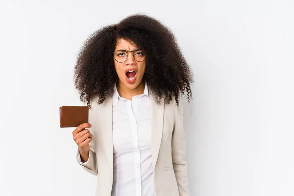 Joven Mujer Negocios Afro Sosteniendo Coche Crédito Aislado Joven Mujer — Foto de Stock