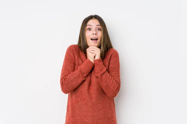 Joven Mujer Caucásica Posando Aislada — Foto de Stock