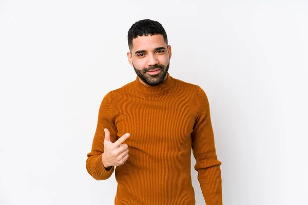 Mladý Latinský Muž Bílém Pozadí Izolovaný Ukazující Prstem Vás Jako — Stock fotografie
