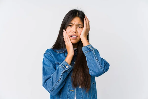 Jovem Mulher Asiática Chorando Chorando Desconsoladamente — Fotografia de Stock