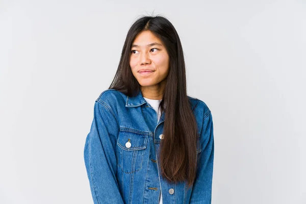 Junge Asiatische Frau Träumt Davon Ziele Und Zwecke Erreichen — Stockfoto