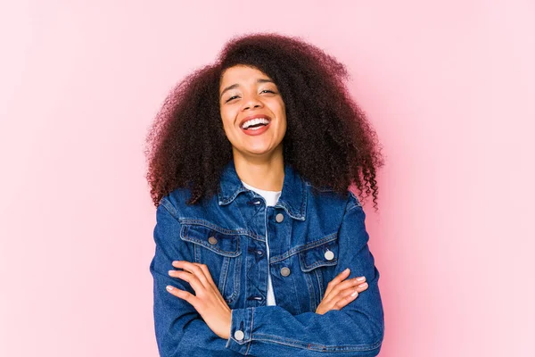 Young African American Woman Laughing Having Fun — ストック写真