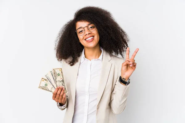 Joven Afro Empresaria Sosteniendo Coche Crédito Aislado Joven Afro Empresaria —  Fotos de Stock