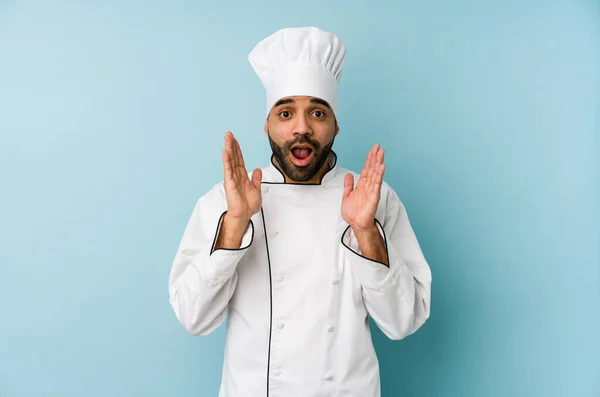 Young Latin Chef Man Isolated Surprised Shocked — Stock Photo, Image