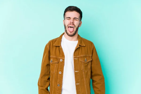 Young Handsome Man Funny Friendly Sticking Out Tongue — Stock Photo, Image