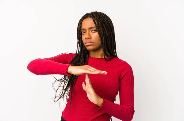 Junge Afrikanisch Amerikanische Frau Isoliert Zeigt Eine Auszeit Geste — Stockfoto