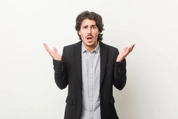 Young Business Man White Background Surprised Shocked — Stock Photo, Image