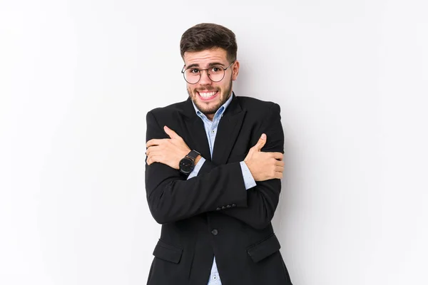 Young Caucasian Business Man Posing White Background Isolated Young Caucasian — Stock Photo, Image