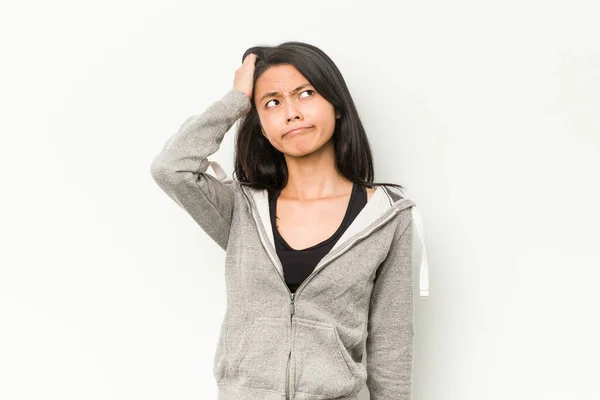 Young Fitness Chinese Woman Being Shocked She Has Remembered Important — Stock Photo, Image