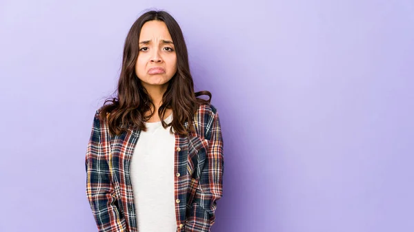 Young Mixed Race Hispanic Woman Isolated Sad Serious Face Feeling — Stock Photo, Image