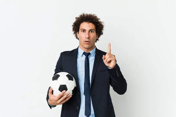 Allenatore Calcio Possesso Pallone Avendo Qualche Grande Idea Concetto Creatività — Foto Stock