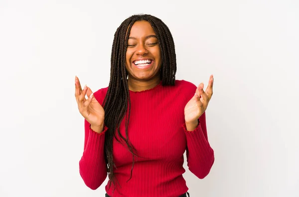 Mladá Afroameričanka Často Radostně Smála Koncept Štěstí — Stock fotografie