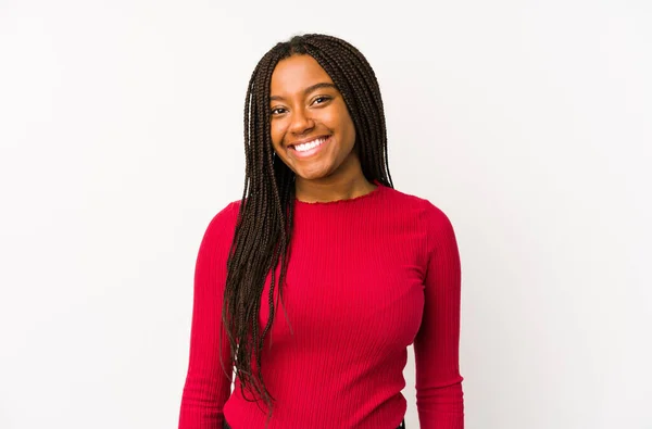 Junge Afroamerikanerin Isoliert Glücklich Lächelnd Und Fröhlich — Stockfoto