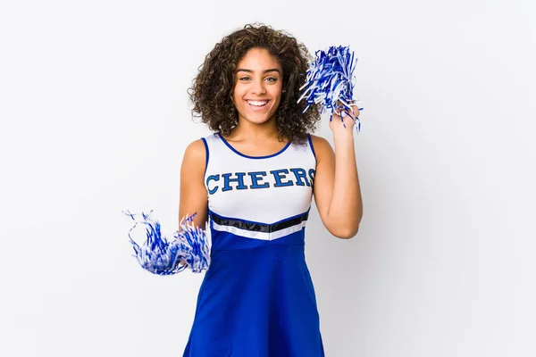 Young Cheerleader Woman Isolated White Background — Stock Photo, Image