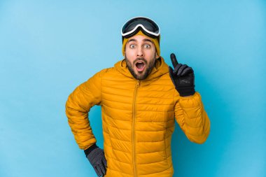 Genç kayakçı Kafkasyalı adamın bir fikri, ilham konsepti var..