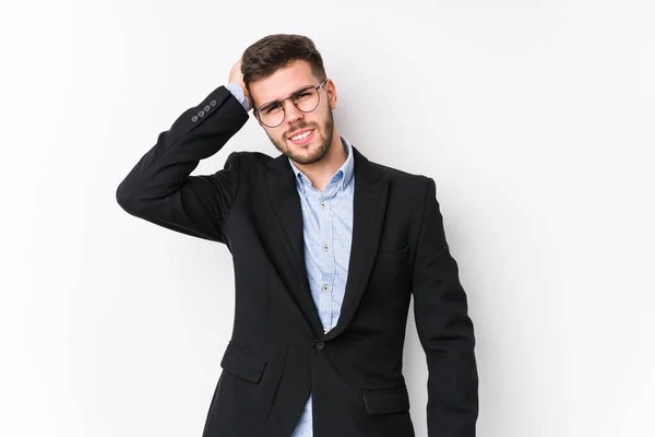 Young Caucasian Business Man Posing White Background Isolated Young Caucasian — Stock Photo, Image