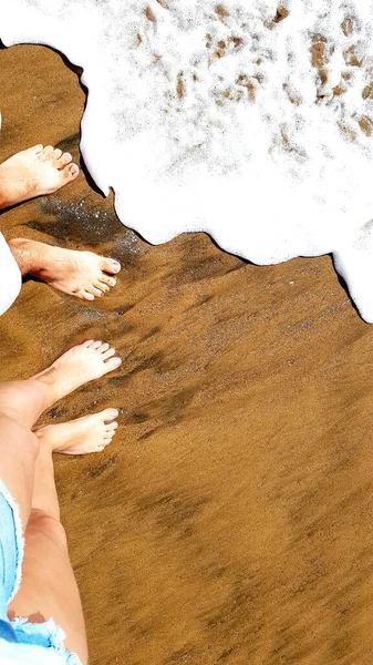 Marcher Sur Plage Pieds Nus — Photo