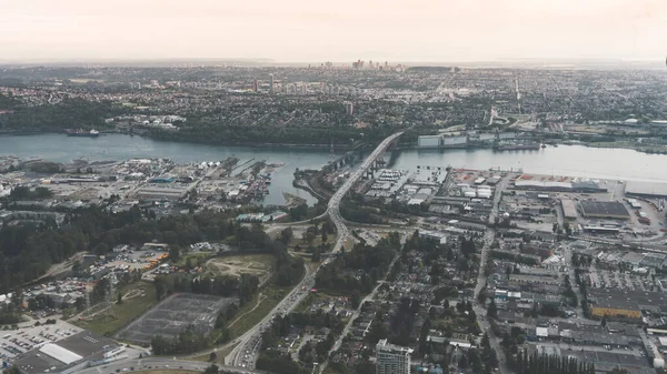 Beautiful City Vancouver Desde Avión Mar Canadá British Columbia — Foto de Stock