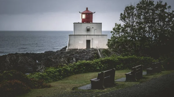 Wilde Leuchtturmschleife Pazifik Bei Regenwetter Auf Vancouver Island — Stockfoto