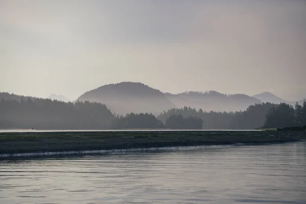 Ormanlar Adalar Dağlar Tofino Kanada Güneş Işığı Altında Katmanlar Oluşturuyor — Stok fotoğraf