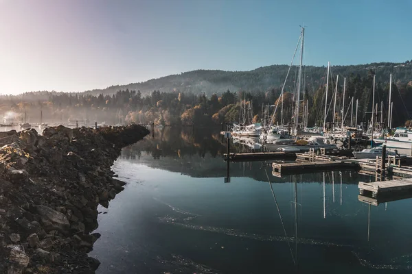 Calm Morning Small Harbor Salt Spring Island Located British Columbia Stock Image