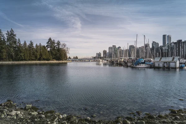 Skyline Vancouver Popular Sea Wall Located Stanley Park Canada — Stock Photo, Image