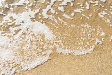 Kopya alanı olan kumsalda yumuşak dalgalar