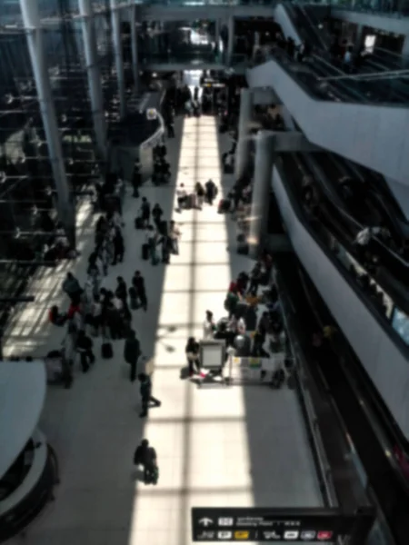 Moto Offuscata Persone Piedi Aeroporto Thailandia — Foto Stock