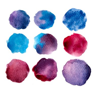 Paint a circle of watercolor for the text message background. Colorful splashing in the paper. It is wet texture from brushes. Picture for creative wallpaper or design art work.