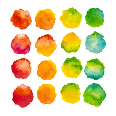 Paint a circle of watercolor for the text message background. Colorful splashing in the paper. It is wet texture from brushes. Picture for creative wallpaper or design art work.