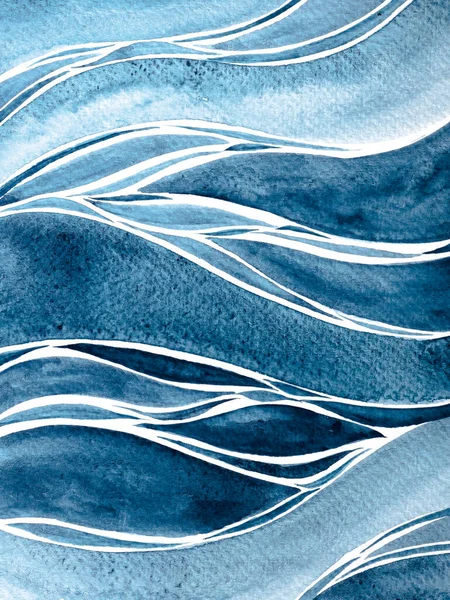 Azul Abstrato Mão Desenhado Fundo Aquarela — Fotografia de Stock