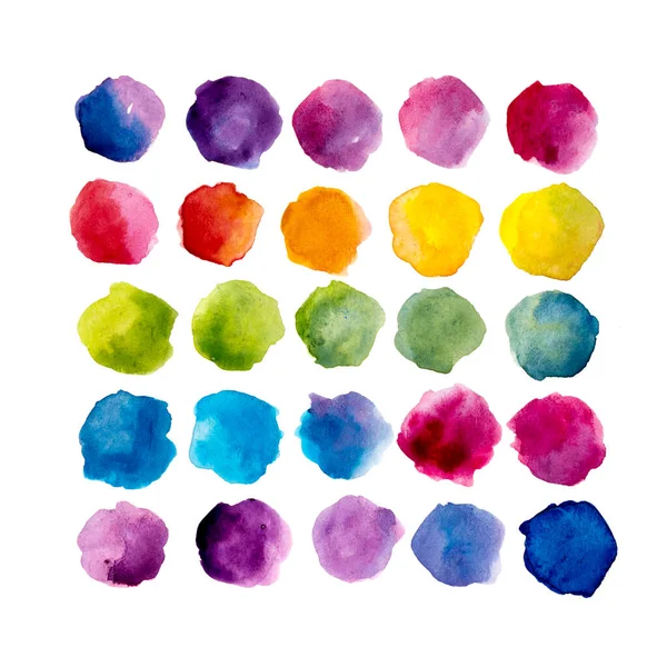 Paint a circle of watercolor for the text message background. Colorful splashing in the paper. It is wet texture from brushes. Picture for creative wallpaper or design art work.