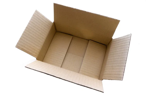 Pudełko Kartonowe Izolowane Biało — Zdjęcie stockowe