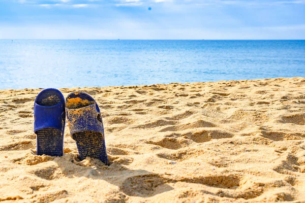 Flip Flops Pair Sea Beach — Stock Photo, Image
