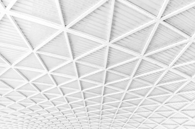 Modern beyaz çatılı çelik mimari yapı.