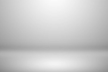 Sanat tasarımı için stüdyo odasının soyut beyaz ve gri gradyan yumuşak ışık arkaplanı.
