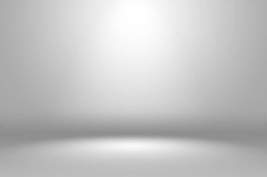 Sanat tasarımı için stüdyo odasının soyut beyaz ve gri gradyan yumuşak ışık arkaplanı.