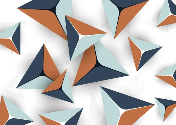 Abstrakter Bunter Hintergrund Mit Geometrischen Elementen Fliegende Pyramiden Dreiecke Minimales — Stockvektor