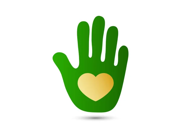 Coração Palma Mão Aberta Ícone Design Plano Conceito Caridade Voluntariado — Vetor de Stock