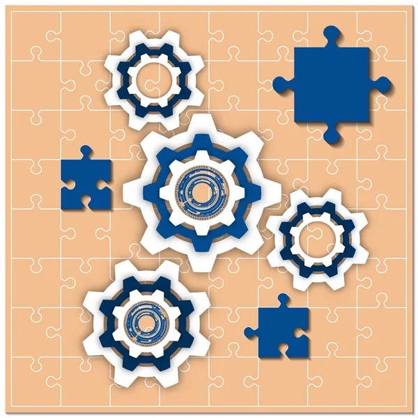 Afgewerkte Puzzels Spullen Het Concept Van Teamwork Samenwerking Partnerschap Vlak — Stockvector