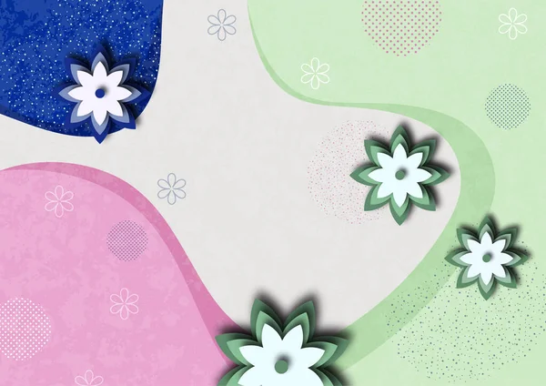 Вирізані Паперові Квіти Барвистому Хвильовому Фоні Шаблон Вашого Дизайну Векторні — стоковий вектор