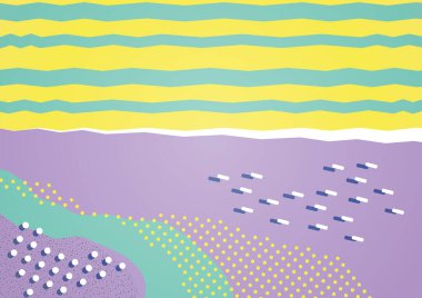 Pastel renklerde geometrik elementlerle yaratıcı evrensel dalga deseni. Pankart, poster, kart, kapak, davetiye ve broşür için modaya uygun grafik tasarımı. Kumaş tasarımı için şablon. Vektör.