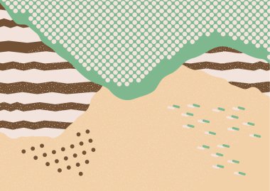 Geometrik elementleri ve çizgileri olan yaratıcı evrensel dalgalı desen. Pankart, poster, kart, kapak, davetiye ve broşür için modaya uygun grafik şablonu. Kumaş tasarımı için çizim. Vektör.