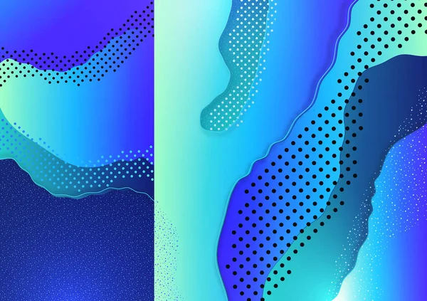 具有波浪形元素和波点的背景摘要 明亮的渐变色您的设计的现代模板 矢量说明 — 图库矢量图片